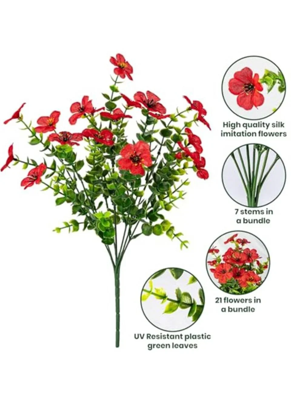 Artificial Outdoor Flowers UV Resistant Fake Plants Porch Patio Garden Decor